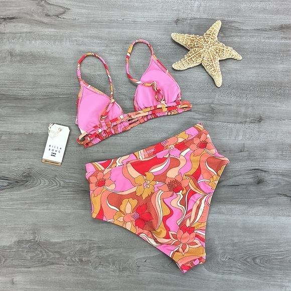 ☀️BILLABONG☀️ PRETTY GROOWY DOUBLE PRETTY GROOVY HI BIKINI SET - Picture 12 of 16
